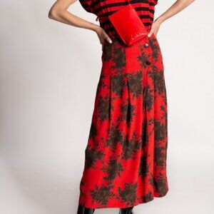 NEW Ganni Red Patterned Skirt (Size 36 / Small)